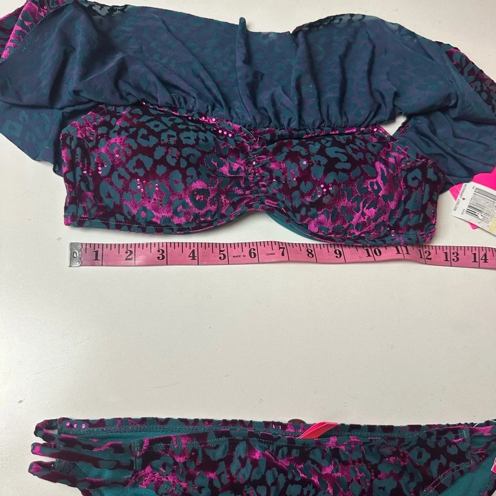 Betsey Johnson Lot 3:Metallic Pink Leopard Wild Instinct 2 Tops & Bottom NWT S/M